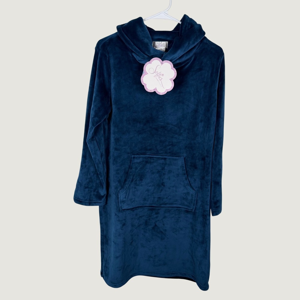 Softies by Paddimurphy Dark Blue Stretch Velour Lounger Hoodie Dress 5600 S/M
